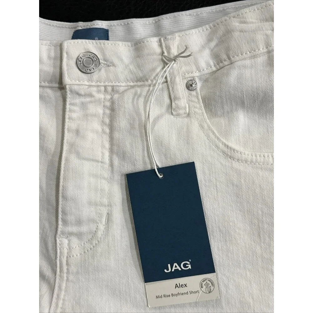 JAG Women's Alex Mid Rise Boyfriend Shorts White Denim Size 16 Inseam 5 - Picture 7 of 9